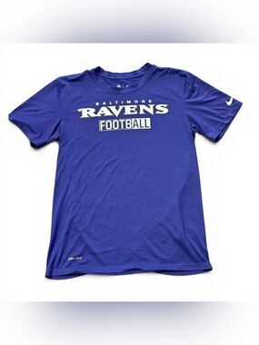 Nike NFL Dri Fit Short Sleeve Baltimore Ravens Shirt Purple White Small